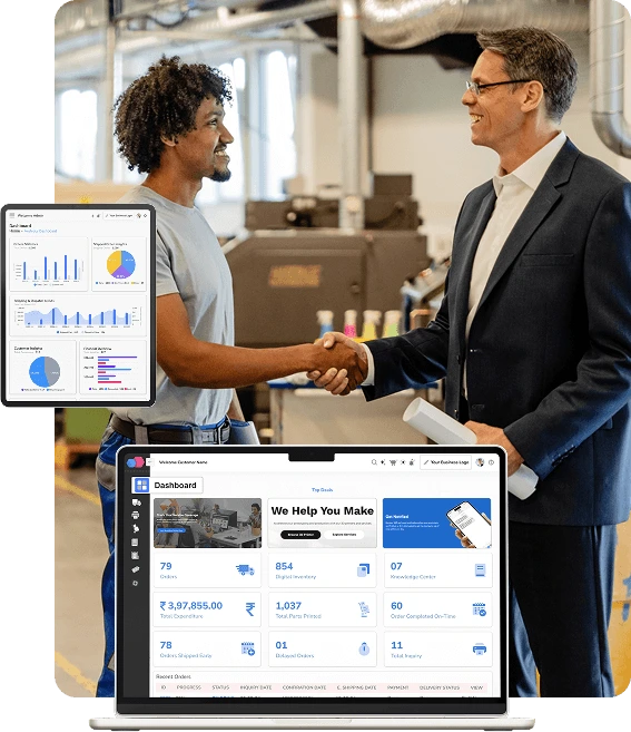 two persons greeting each other depicting more efficient business management