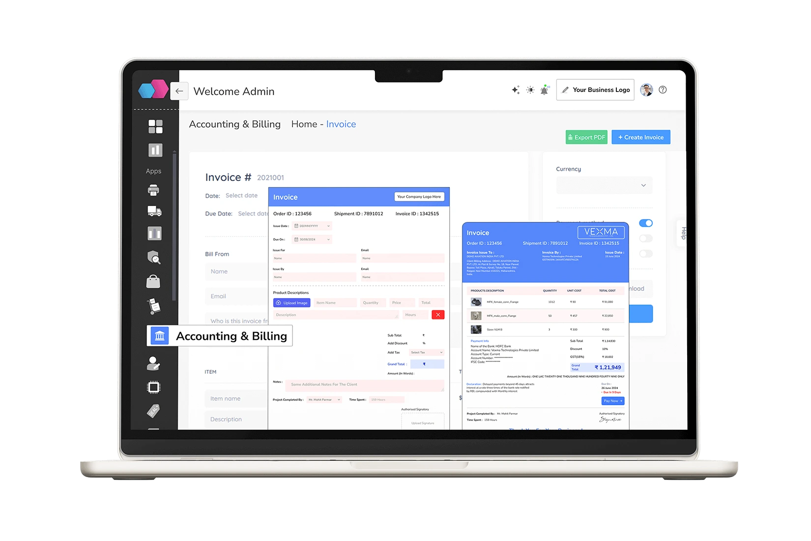 accounting and billing dashboard image