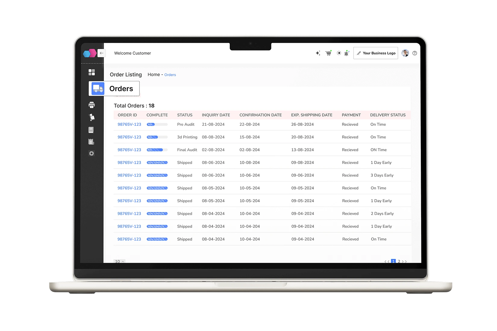 View & Manage Orders Dashboard