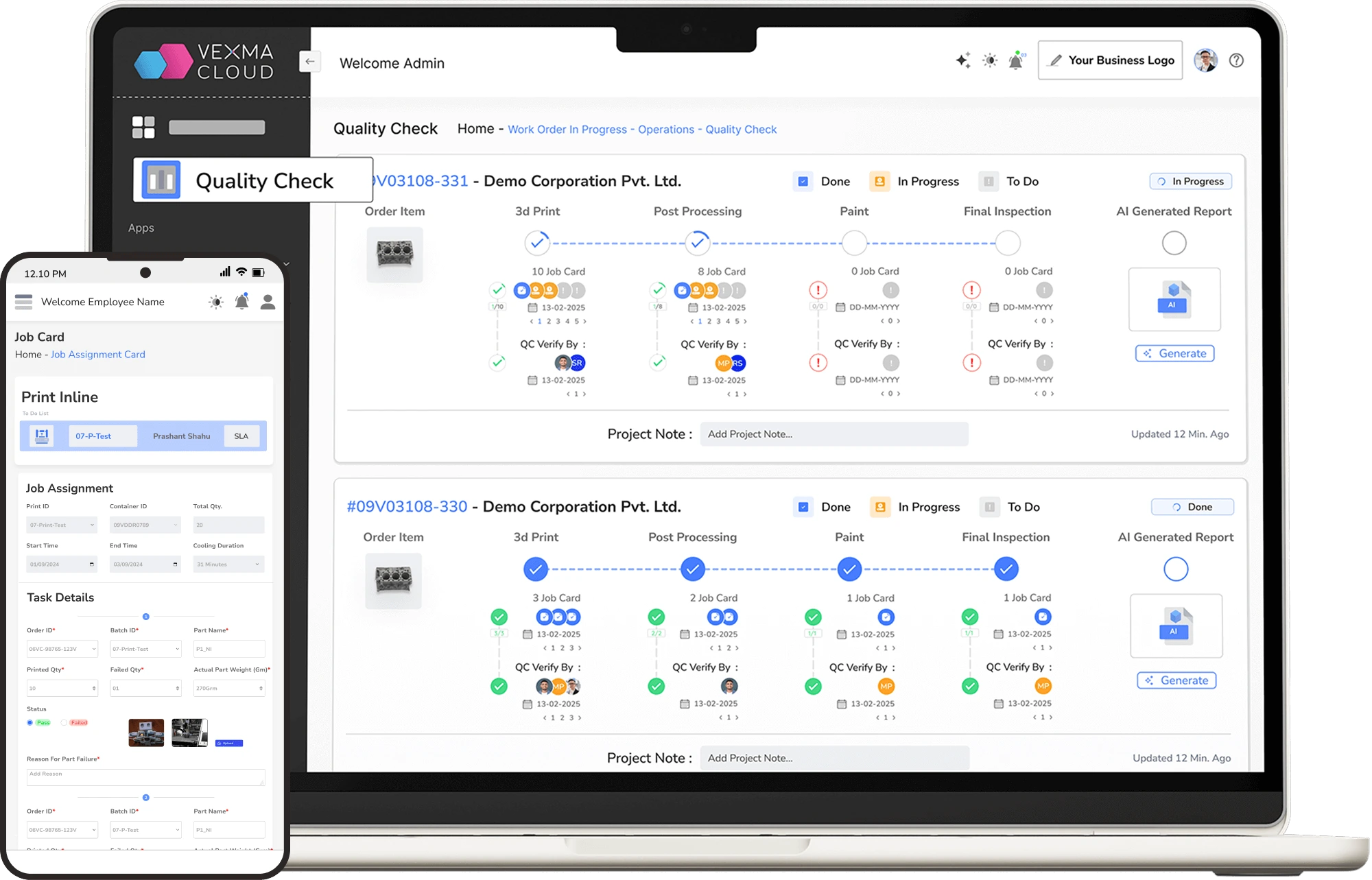 Vexmacloud Production Management